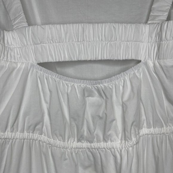 SOLD NWT Country Road White Cotton Maxi Dress Size 16 Elastic Detail Tie Slit - Picture 12 of 16